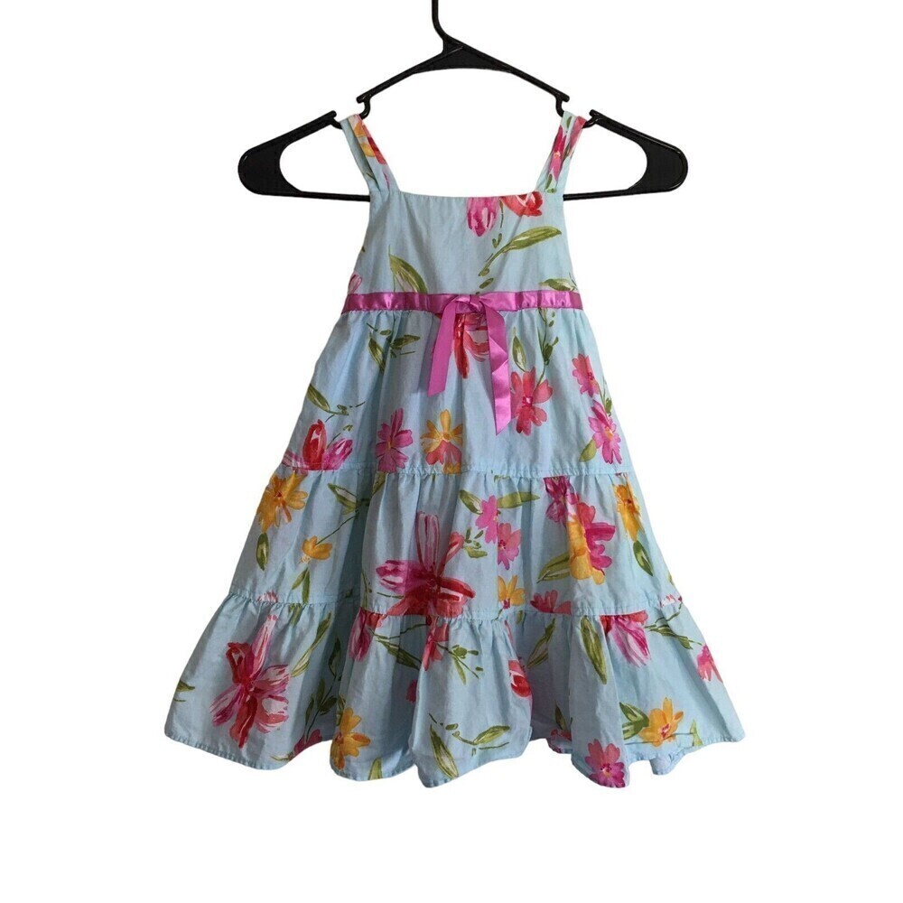 Jona Michelle Dress Toddler Size 4 T Sleeveless Dress Floral Blue Pink